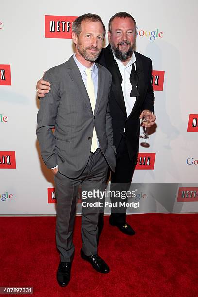 Director Spike Jonze and Vice Media Founder Shane Smith walk the red carpet at Google/Netflix White House Correspondent's Weekend Party at United...