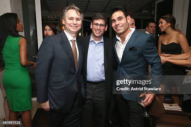 Jason Binn, David Podwall and Eric Podwall attend the Dom Perignon and Eric Podwall celebration of the evening before The White House Correspondents'...