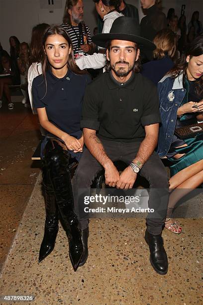 Patricia Manfield and Giotto Calendoli attend the Dion Lee fashion show during Spring 2016 MADE Fashion Week at Milk Studios on September 12, 2015 in...