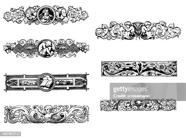 ilustraciones, imágenes clip art, dibujos animados e iconos de stock de row ornamentos en estilo barroco - cesar flores