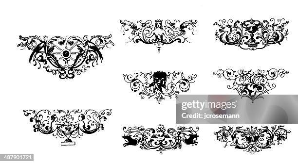 end-pieces in baroque style - baroque frame stock illustrations