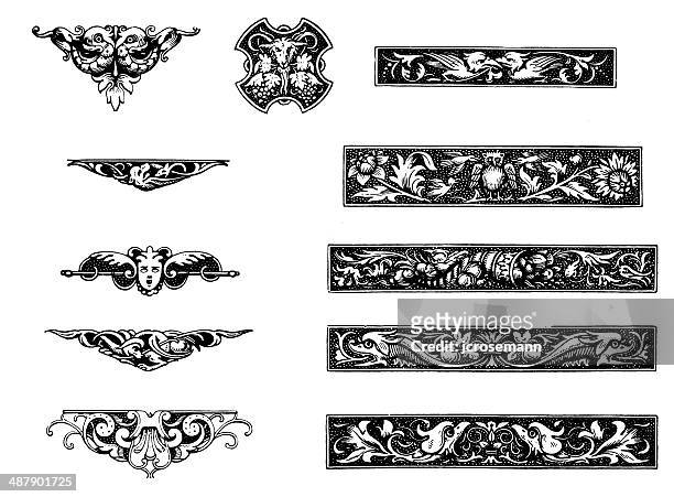 end-pieces in renaissance style - line embellishment stock illustrations