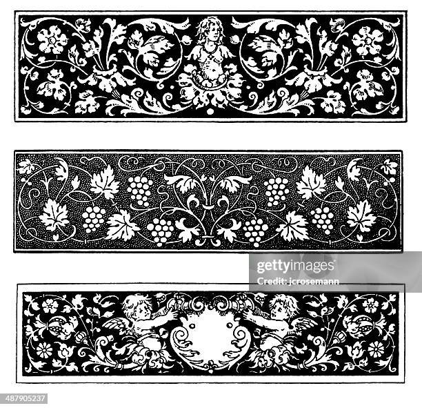 row ornaments in renaissance style - embellishment stock illustrations