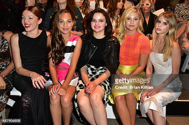 Nicola Lalberte, Maddie Ziegler, Joey King, Olivia Holt and Carlson Young attend Christian Siriano during Spring 2016 New York Fashion Week at...