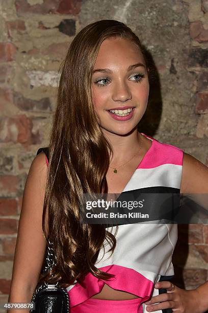 Maddie Ziegler poses backstage just before the start of the Christian Siriano show during Spring 2016 New York Fashion Week at ArtBeam on September...