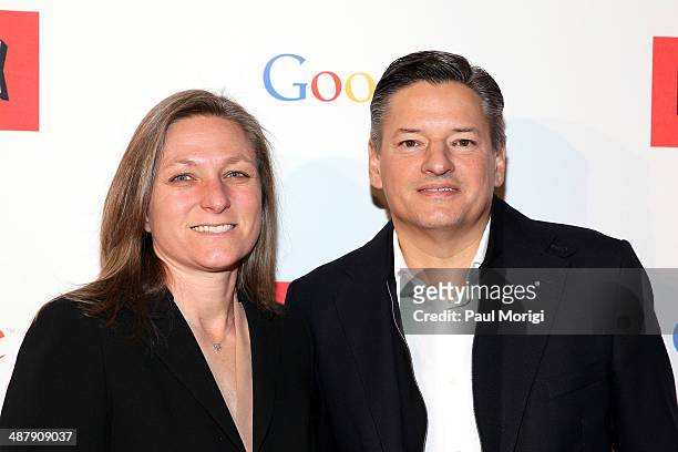 Of Original Content Cindy Holland and Netflix Chief Content Officer Ted Sarandos walk the red carpet at Google/Netflix White House Correspondent's...