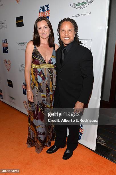 Former soccer player Cobi Jones and Kim Reese attend the 21st annual Race to Erase MS at the Hyatt Regency Century Plaza on May 2, 2014 in Century...