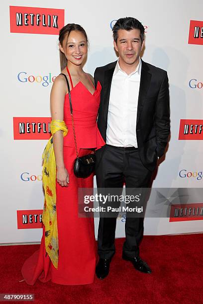 Gabi Holzwarth and Travis Kalanick walk the red carpet at Google/Netflix White House Correspondent's Weekend Party at United States Institute of...