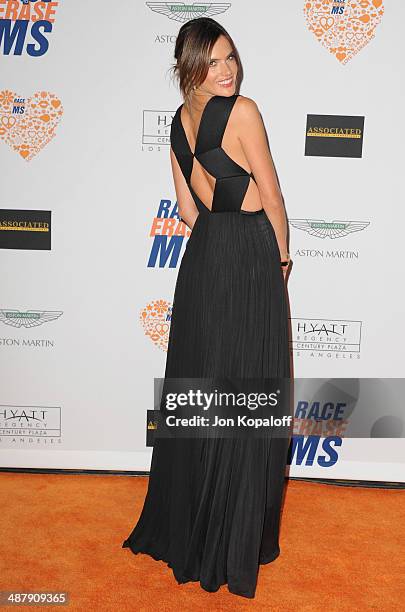 Model Alessandra Ambrosio arrives at the 21st Annual Race To Erase MS Gala at the Hyatt Regency Century Plaza on May 2, 2014 in Century City,...