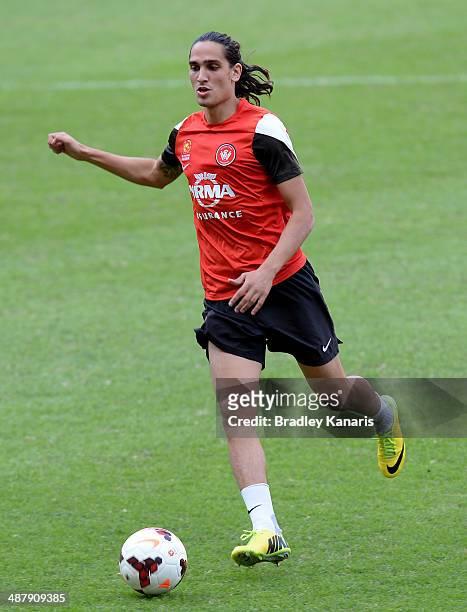 Jerome Polenz in action during a Western Sydney Wanderers A-League training session at Suncorp Stadium on May 3, 2014 in Brisbane, Australia.
