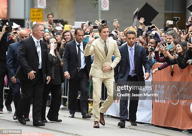 Actor Eddie Redmayne attends "The Danish Girl" premiere during the 2015 Toronto International Film Festival at the Princess of Wales Theatre on...