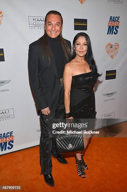 Stylist Nick Chavez and Actress Apollonia Kotero attend the 21st annual Race to Erase MS at the Hyatt Regency Century Plaza on May 2, 2014 in Century...