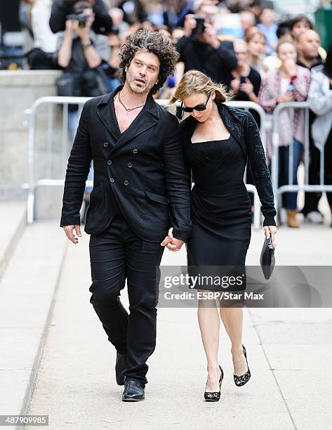 Doyle Bramhall II and actress Renee Zellweger seen at the memorial service for L'Wren Scott on May 2, 2014 in New York City .