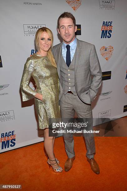 Actors Katy O'Grady and Barry Sloane attend the 21st annual Race to Erase MS at the Hyatt Regency Century Plaza on May 2, 2014 in Century City,...