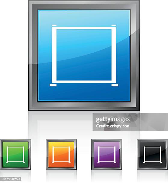 projection screen icon on square buttons. - projector presentation stock illustrations