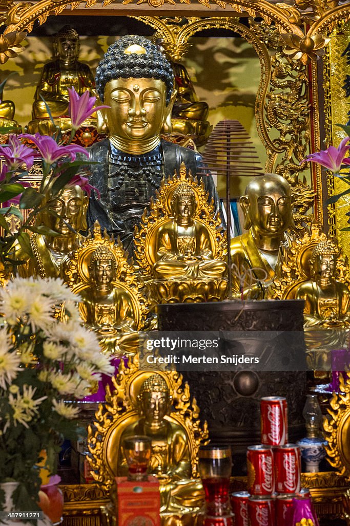 Vietnamese Buddhistic shrine with statues