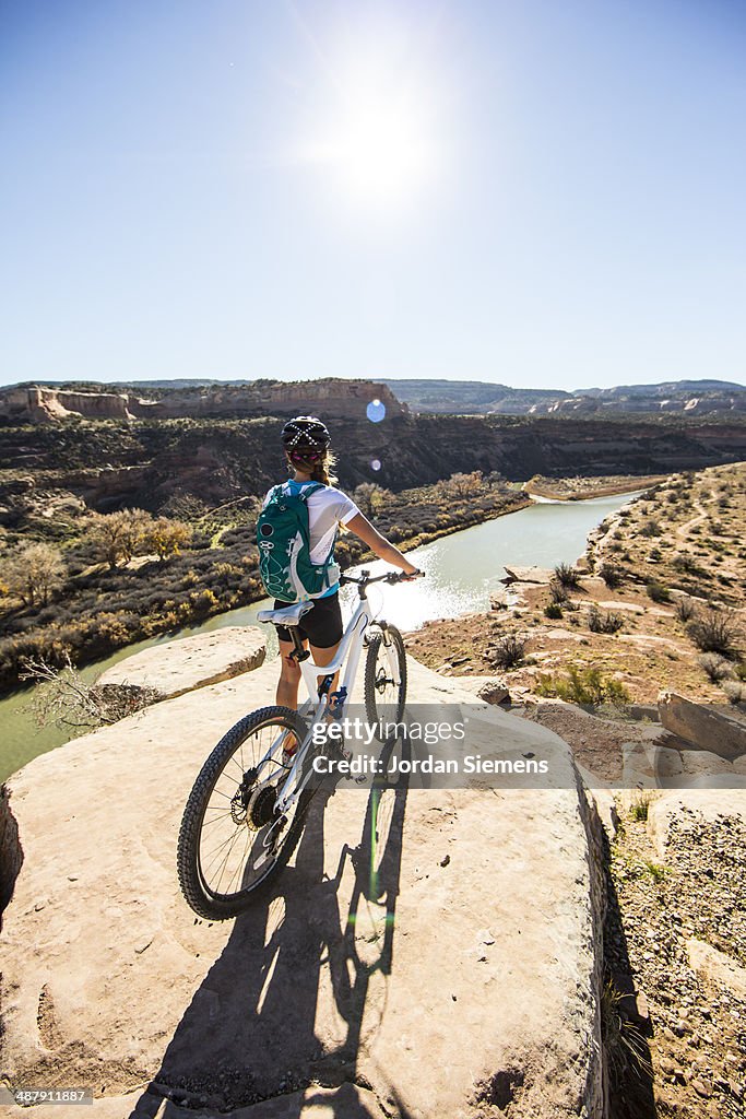 Biking a scenic trail.