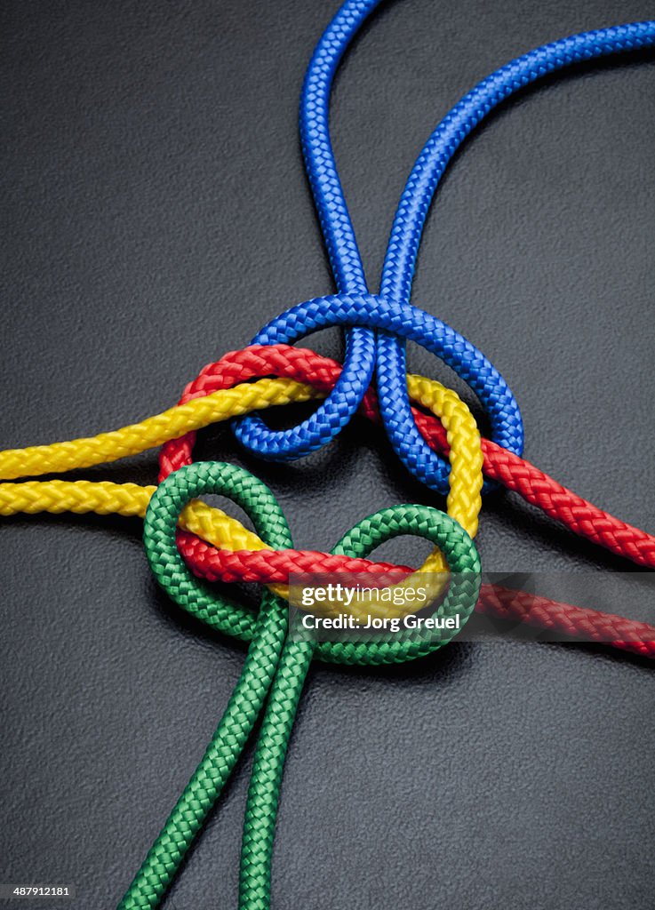 Intertwined multicolored ropes