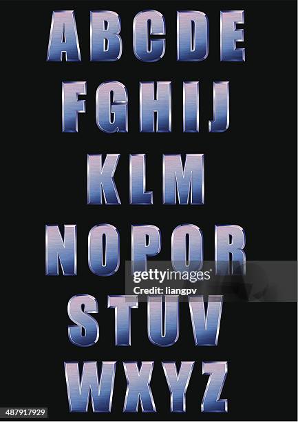 alphabet - chrome font stock illustrations