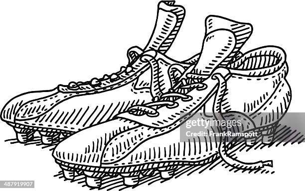 paar fußballschuhen, zeichnung - paar in sportkleidung stock-grafiken, -clipart, -cartoons und -symbole