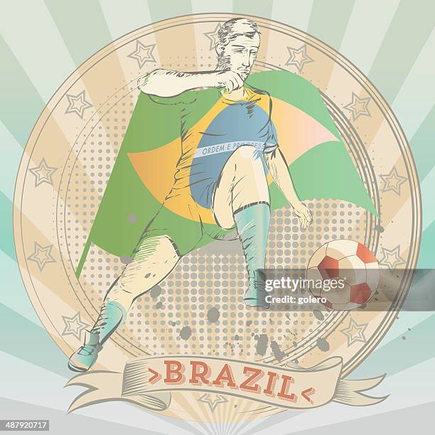 scribble of an brazilian soccer player - kicking-soccer-ball-clip-art stock illustrations