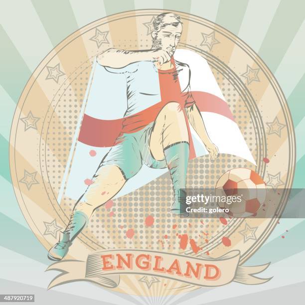 scribble of a english soccer player - kicking-soccer-ball-clip-art stock illustrations
