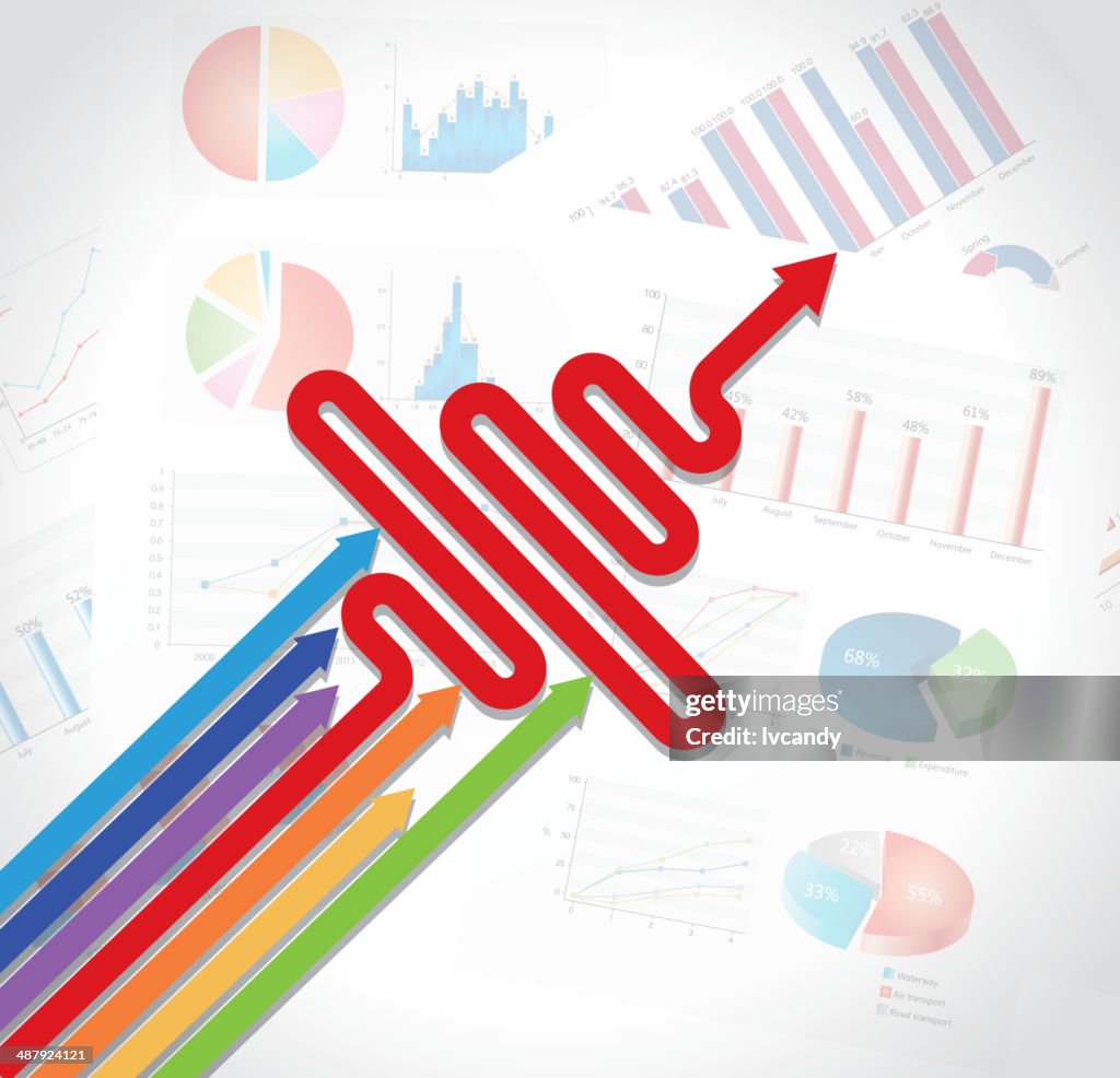 Chart Using Arrows Arrows On Business Charts High-Res Vector Graphic - Getty Images