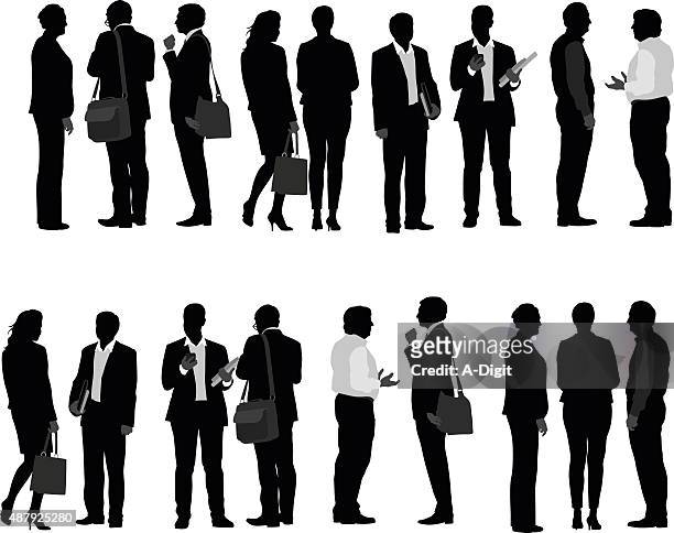 business people talking - business people in silhouette stock illustrations