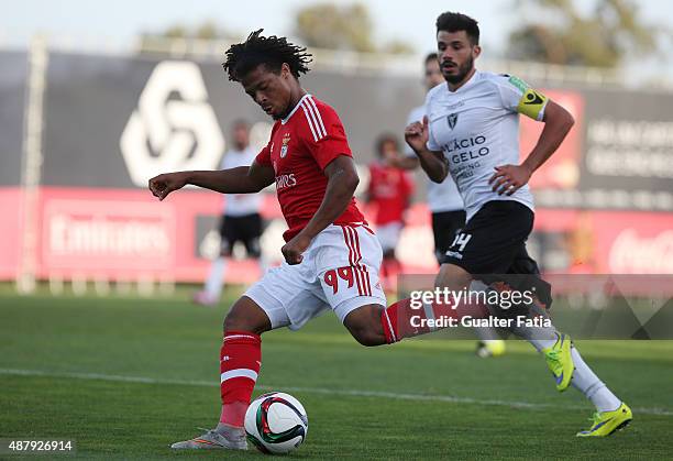 Benfica II's forward Hildeberto Pereira in action during the Primeira Liga match between SL Benfiva II and Academica de Viseu at Caixa Futebol Campus...