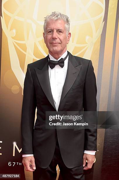 Chef/writer Anthony Bourdain attends the 2015 Creative Arts Emmy Awards at Microsoft Theater on September 12, 2015 in Los Angeles, California.