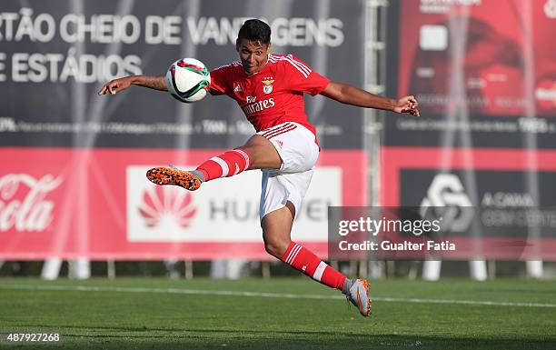 Benfica II's forward Francisco Vera in action during the Primeira Liga match between SL Benfiva II and Academica de Viseu at Caixa Futebol Campus on...