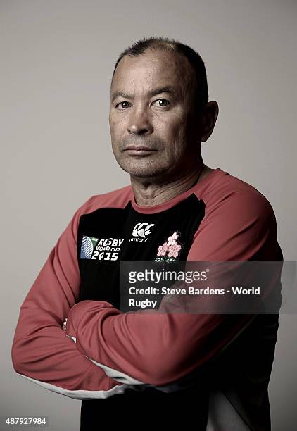 Eddie Jones of Japan poses for a portrait during the Japan Rugby World Cup 2015 squad photo call in Brighton on September 12, 2015. Photo by Steve...