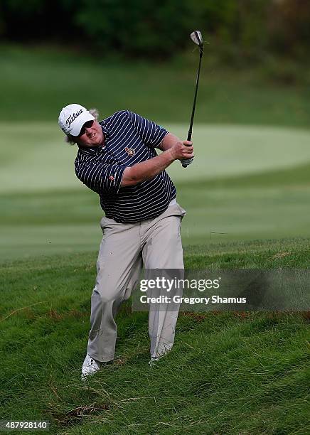 Brad Frisch of Canada hits his second shot on the 15th hole during the third round of the Web.com Tour Hotel Fitness Championship at Sycamore Hills...