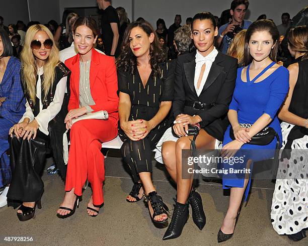 Rachel Zoe, Michelle Monaghan, guest, Stephanie Sigman, and Anna Kendrick attend the Altuzarra Spring 2016 fashion show during New York Fashion Week...