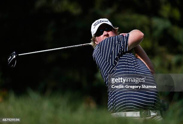 Brad Frisch of Canada watches his drive on the 16th hole during the third round of the Web.com Tour Hotel Fitness Championship at Sycamore Hills Golf...