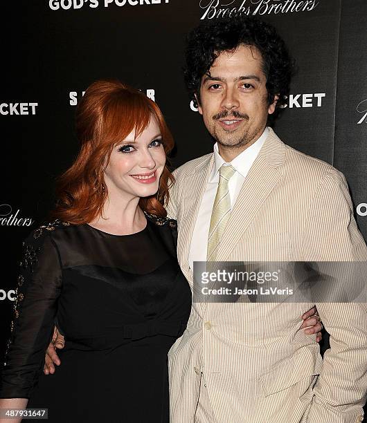 Actress Christina Hendricks and actor Geoffrey Arend attend the premiere of "God's Pocket" at LACMA on May 1, 2014 in Los Angeles, California.