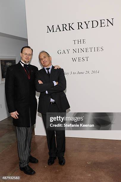 Mark Ryden and Michael Kohn attend Kohn Gallery Grand Opening And Inaugural Exhibition: Mark Ryden: Gay Nineties West on May 2, 2014 in Los Angeles,...