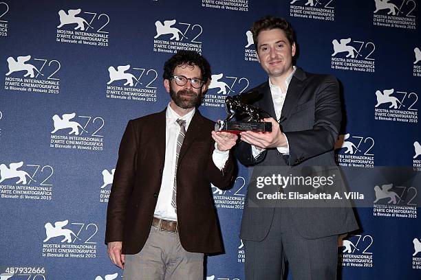 Charlie Kaufman and Duke Johnson winners of the Grand Jury Prize for the film 'Anomalisa' attend the award winners photocall during the 72nd Venice...