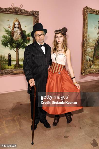 Gary Baseman and Darcy Yates attend Kohn Gallery Grand Opening And Inaugural Exhibition: Mark Ryden: Gay Nineties West on May 2, 2014 in Los Angeles,...