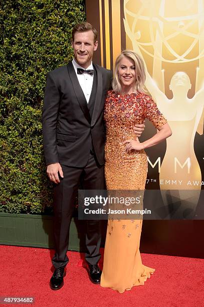 Player Brooks Laich and actress Julianne Hough attend the 2015 Creative Arts Emmy Awards at Microsoft Theater on September 12, 2015 in Los Angeles,...