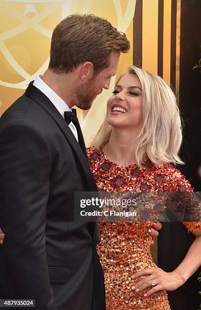 Hockey Player Brooks Laich and Fiancee, Julianne Hough attend the 2015 Creative Arts Emmy Awards at Microsoft Theater on September 12, 2015 in Los...