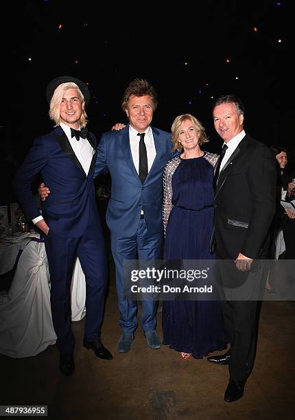 Christian Wilkins, Richard Wilkins, Lynnette Waugh and Steve Waugh arrive at the Cure Brain Cancer Foundation Mad Hatter Ball on May 3, 2014 in...