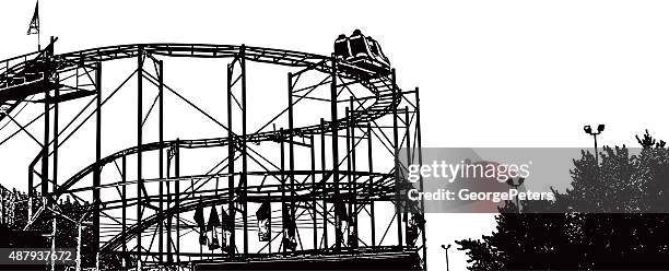 amusement park, roller coaster. isolated on white. - rollercoaster stock illustrations