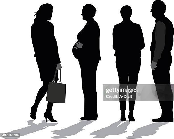 bildbanksillustrationer, clip art samt tecknat material och ikoner med business woman  pregnant and working - woman body contour standing