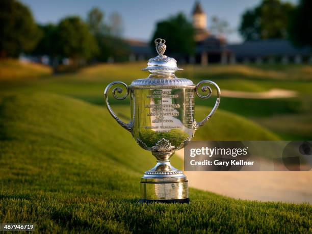 General view of the Rodman Wanamaker Trophy and the 9th hole at the Valhalla Golf Club Course on October 31, 2013 in Louisville, Kentucky.