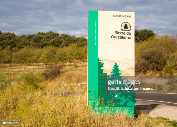Sign for Sierra de Grazalema natural park, Cadiz province, Spain.