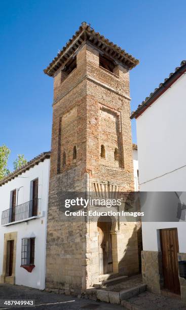 Historic tower former Islamic minaret Minarete de San Sebastian, Ronda, Spain.