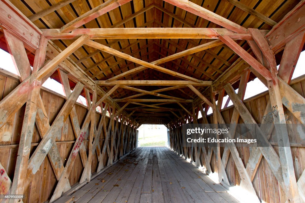 Iowa, Winterset, Cutler-Donahoe Covered Bridge in City Park over North River at Bevington