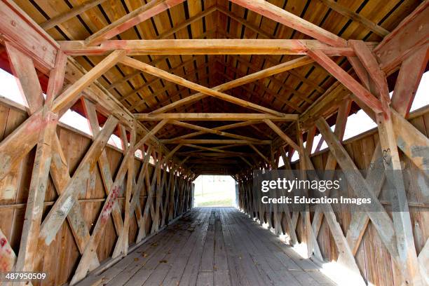 Iowa, Winterset, Cutler-Donahoe Covered Bridge in City Park over..., News Photo