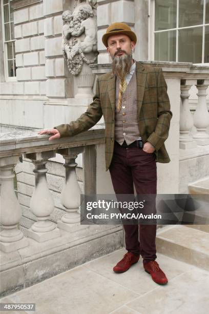 Street fashion portrait. London Fashion Week, Somerset House, February 2012.